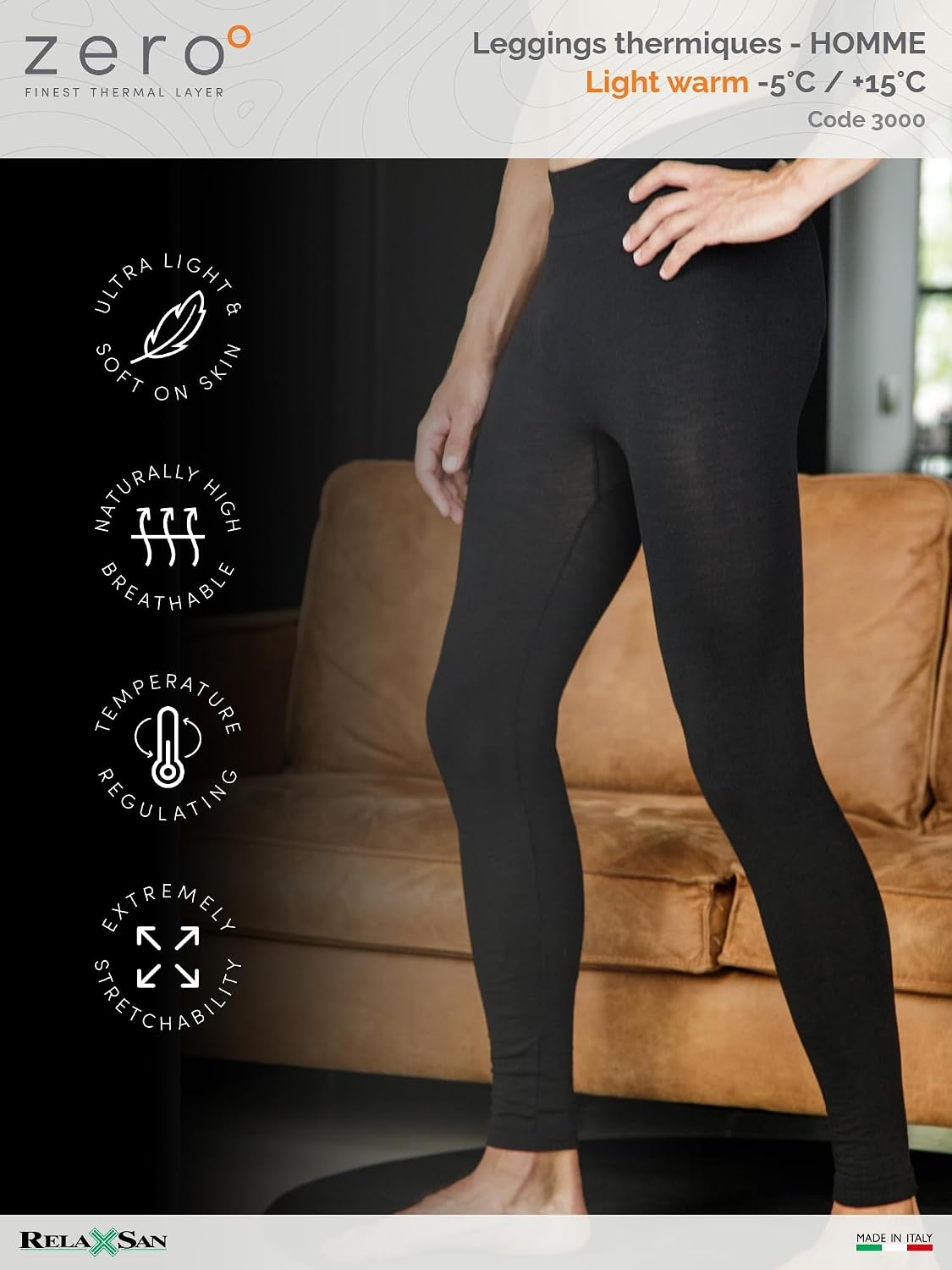 Thumbnail 6 de Relaxsan Zero 3000 Homme – Pantalon collant thermique ultraléger en Dryarn et laine mérinos