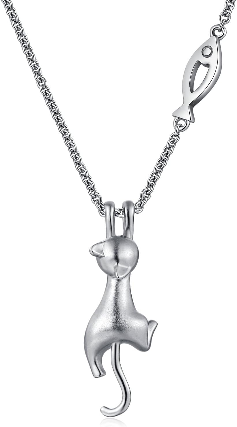 Detalle de Miaofu Katzenkette mit Mond-Anhänger, 925 Sterling Silber, 45 cm + 5 cm Verlängerungskette
