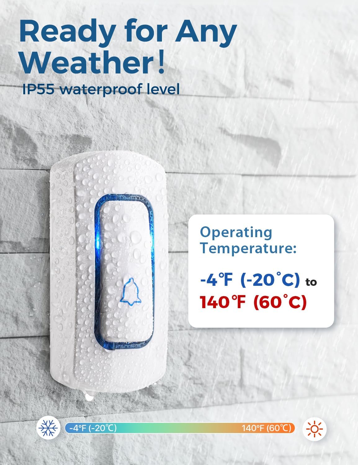 Detalle de AVANTEK wireless doorbell 1312 ft range kit