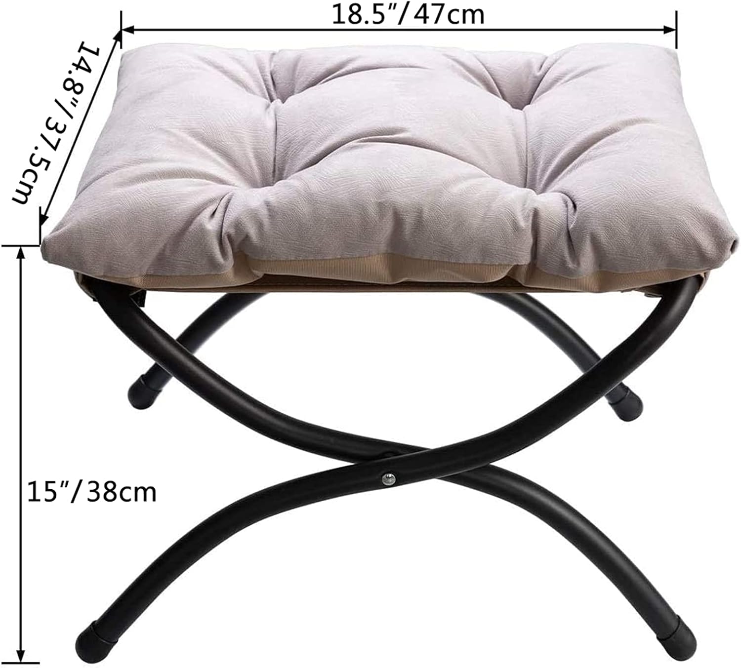 Thumbnail 5 de HollyHOME klappbarer Fußhocker mit gepolsterter Sitzfläche und Metallbeinen (Faltbar), Grau