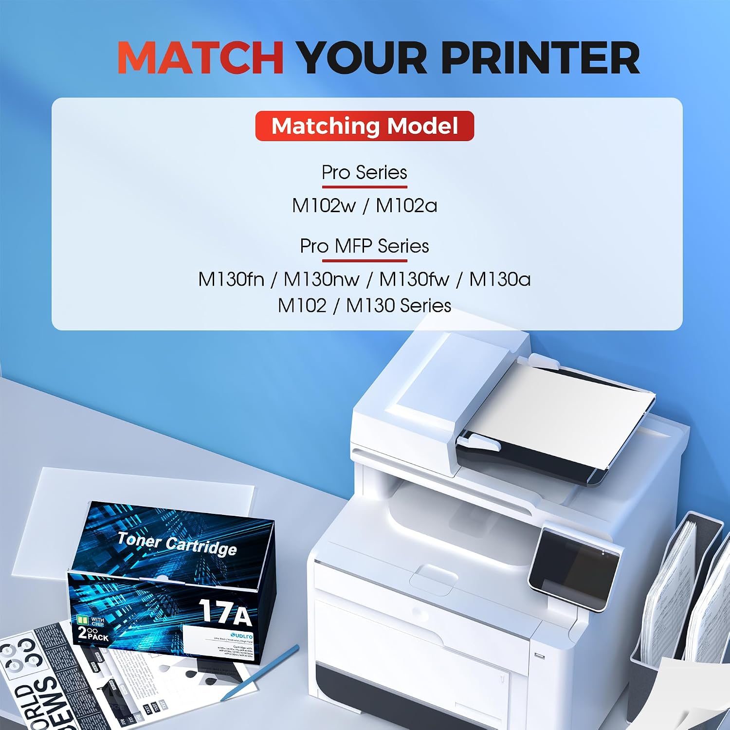 Detalle 2 de SUDLTO 17A CF217A Black Toner Cartridge 2-Pack for HP LaserJet Pro