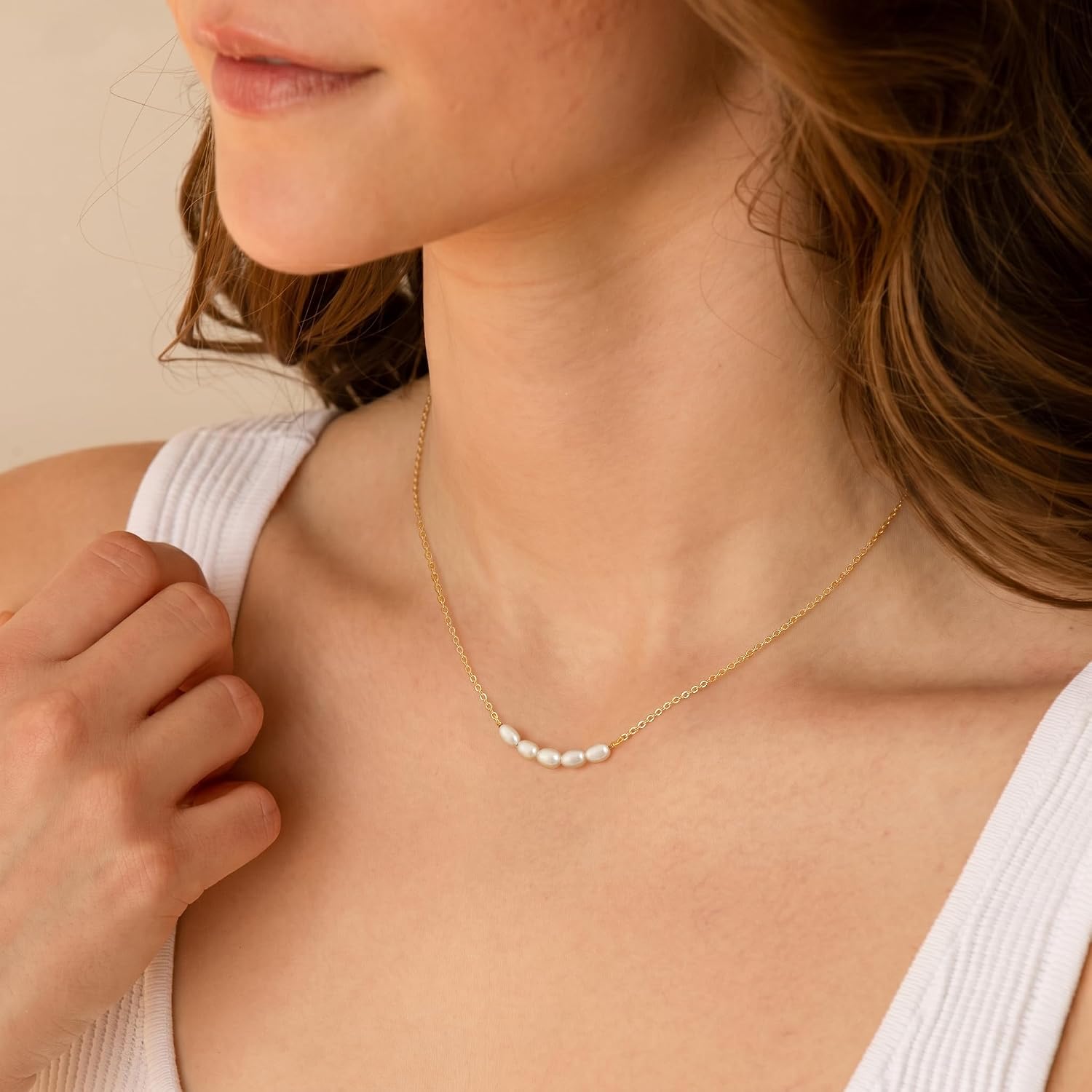 Detalle 2 de Tewiky Pearl Necklace 14K Gold-Plated