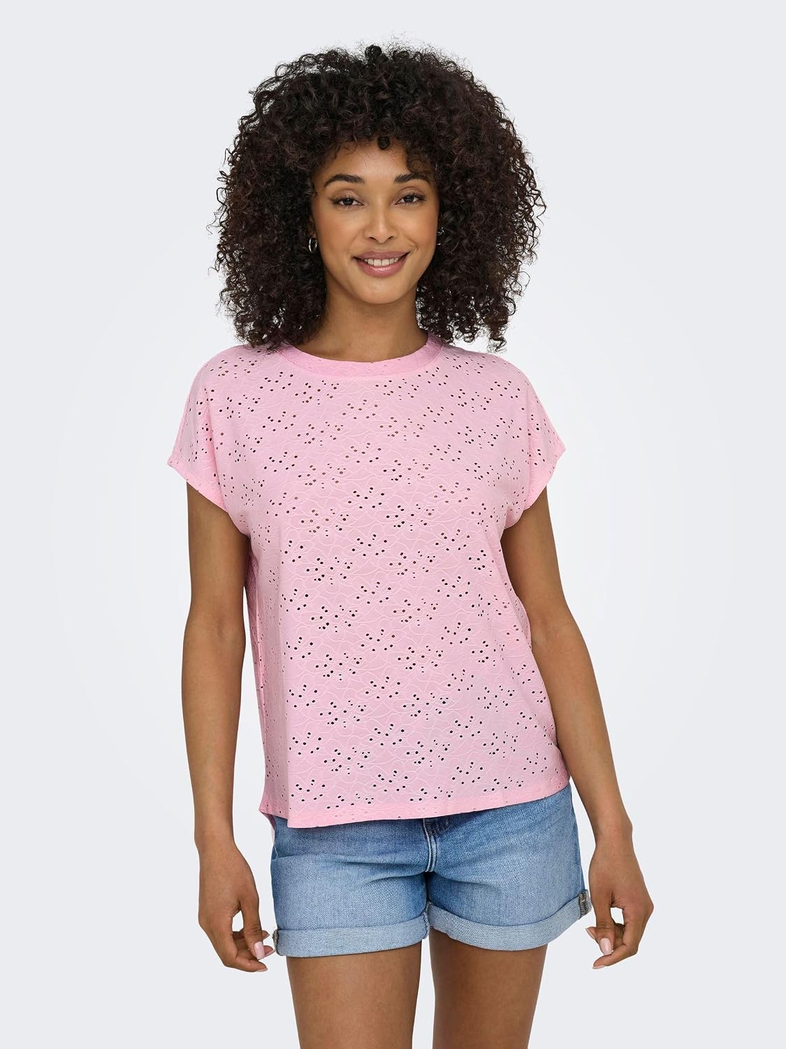 Detalle de ONLY Female Top ONLSMILLA Top – kurzes T-Shirt mit Spitzen-Detail