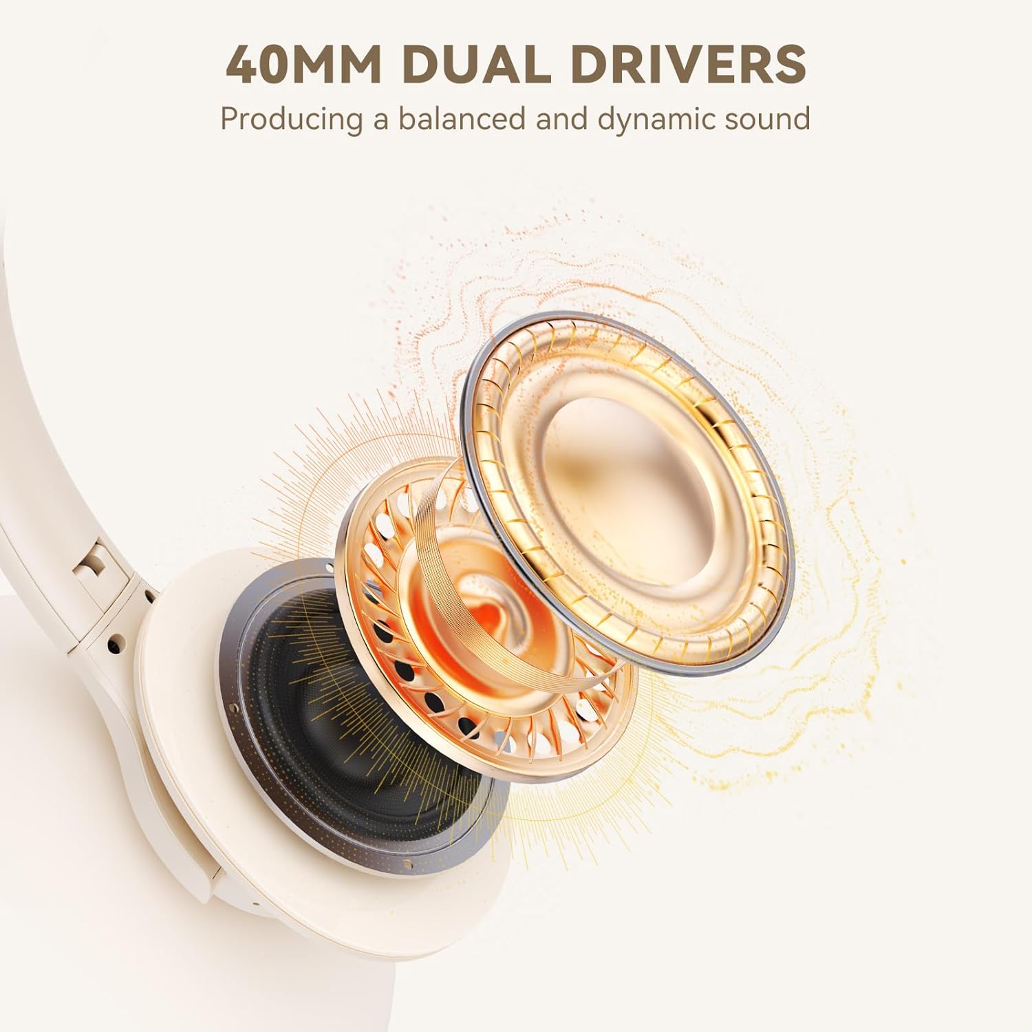 Detalle de KVIDIO Bluetooth Over-Ear Headphones with Mic: 65-Hour Playtime, Foldable Comfort, Deep Bass