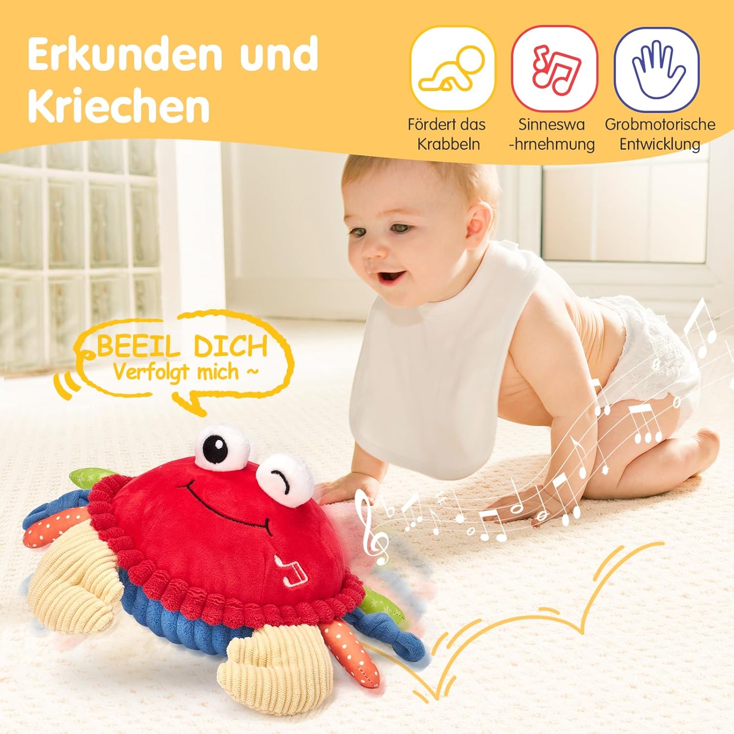 Detalle de hahaland Krabbe Baby Spielzeug, ab 6 Monaten