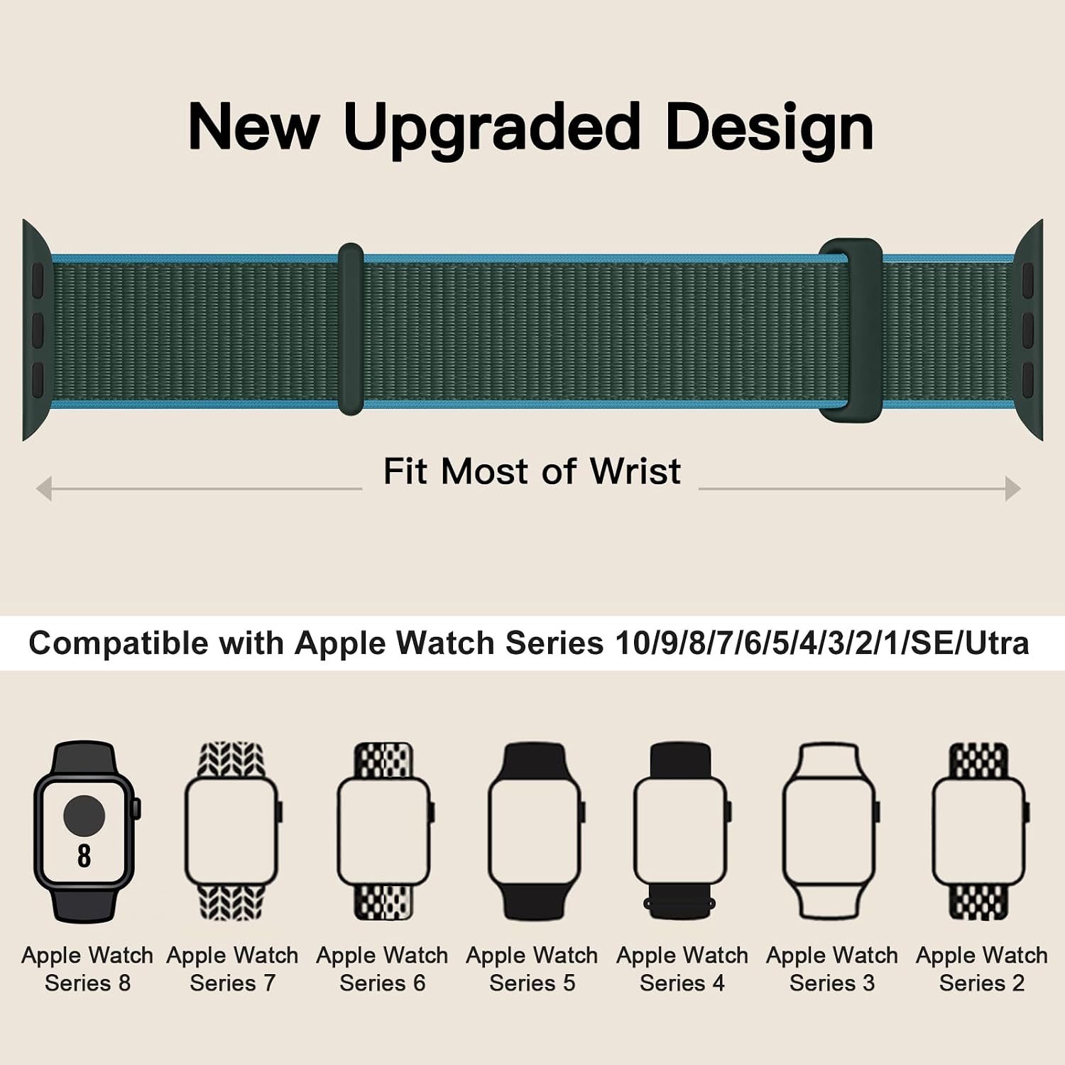Detalle de Yoohoo Nylon Straps for Apple Watch: Soft, breathable replacement bands for all sizes