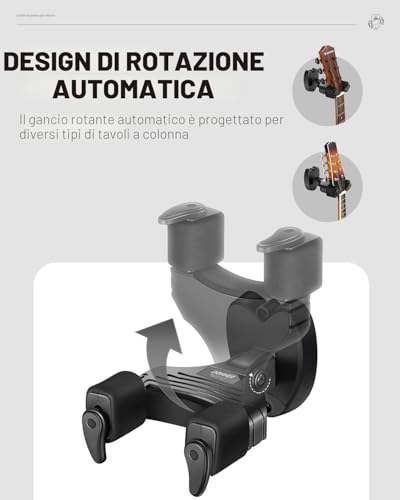 Detalle de Donner Supporto di Chitarra da Muro con Aggancio Automatico (AGS) – Nero, 1 pezzo