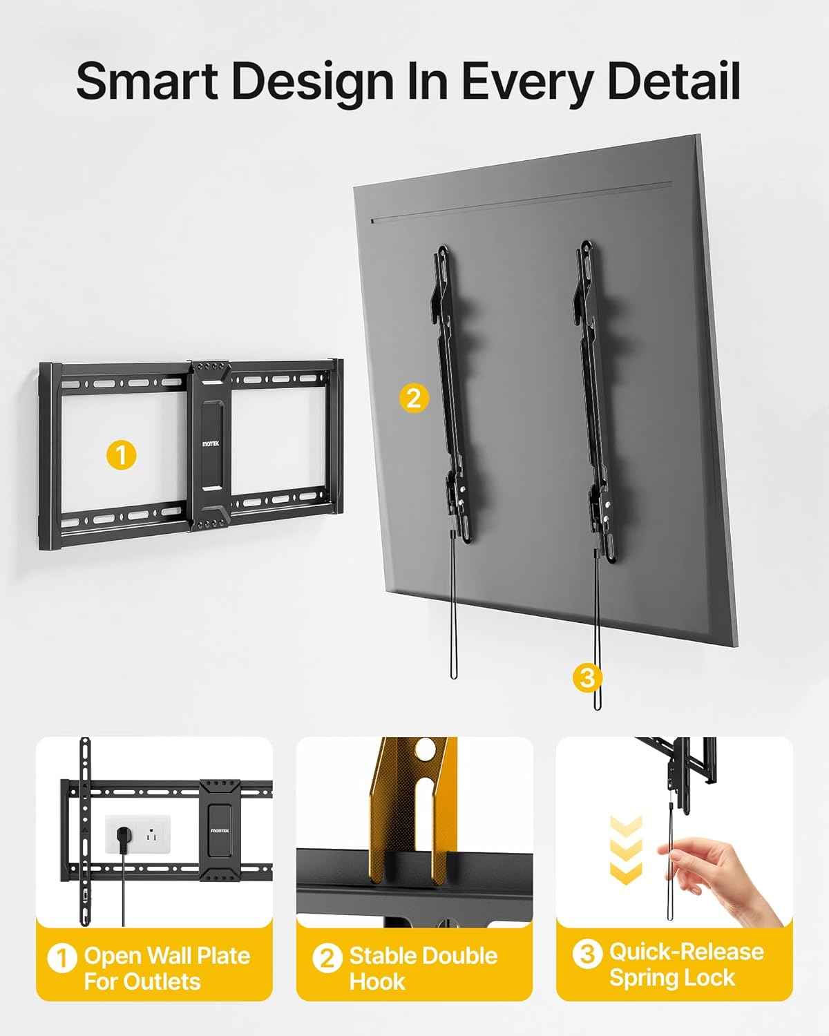 Detalle de monTEK Heavy Duty Fixed TV Wall Mount (37–90 Inch) with 1.1" Ultra-Slim Profile