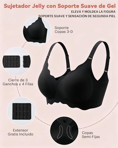 Detalle de Sujetador Sin Aros Mujer Sin Costuras Bresdk – Borde Ondulado, Escote V y Tallas S–3XL