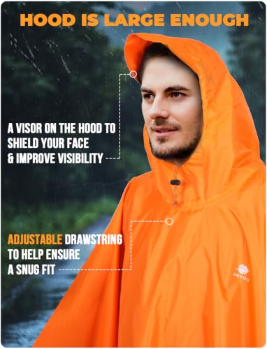 Detalle 2 de ANYOO Wasserdichter Regenponcho Unisex – leicht, wiederverwendbar und vielseitig