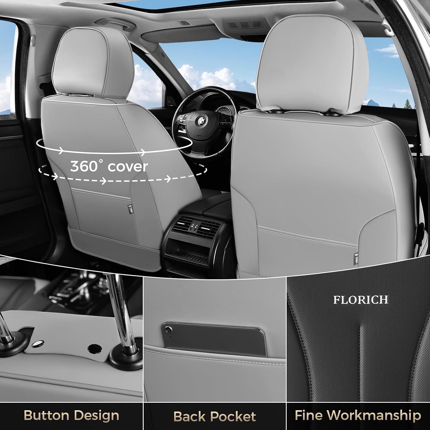 Detalle de FLORICH Front Seat Covers, Leather