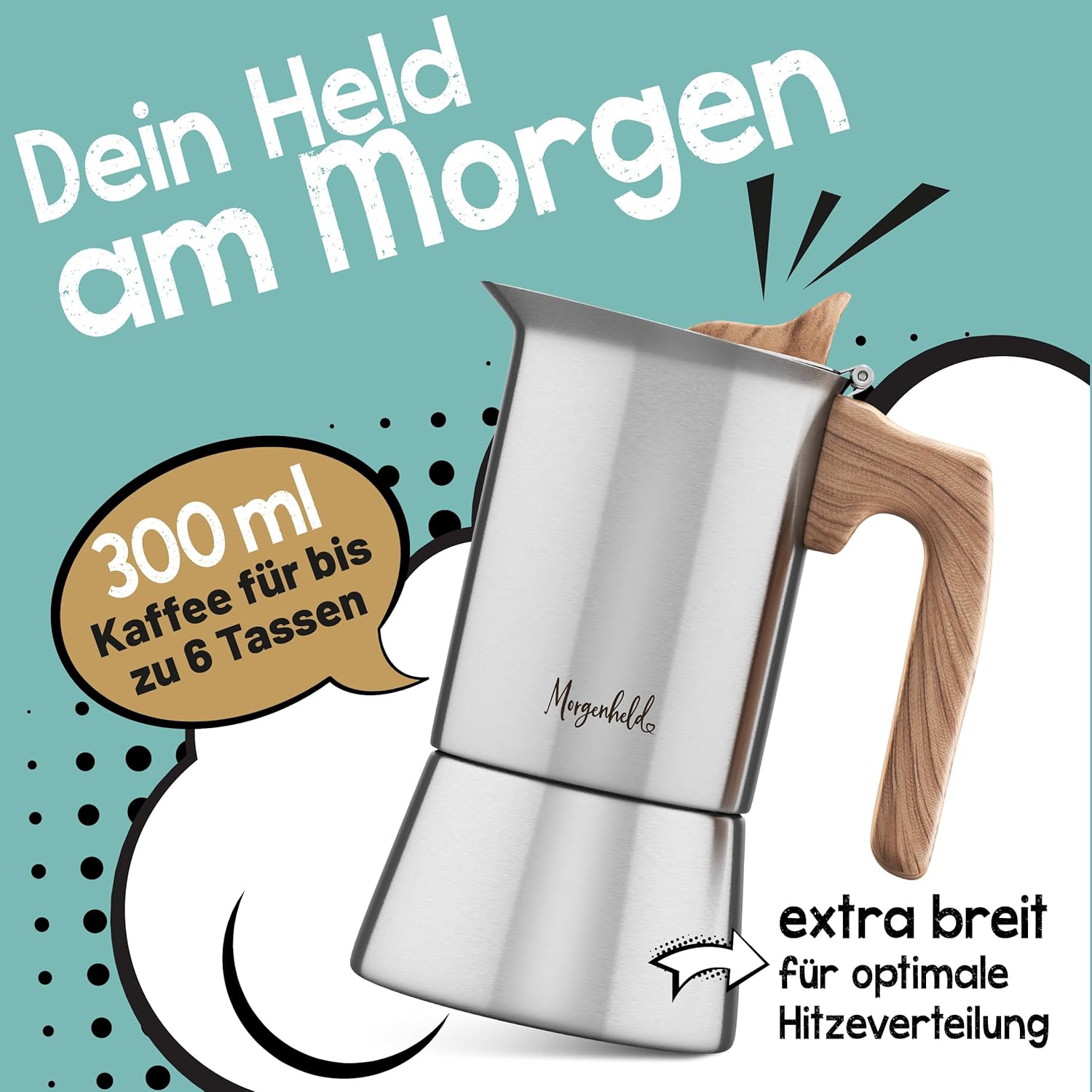 Thumbnail 1 de Morgenheld STYLE Premium Edelstahl Espressokocher 6 Tassen