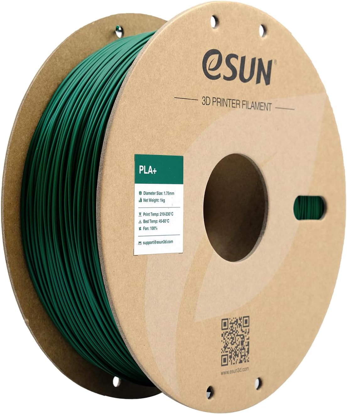 eSUN PLA+ Enhanced Toughness Filament 1.75mm, Pine Green (1kg spool)