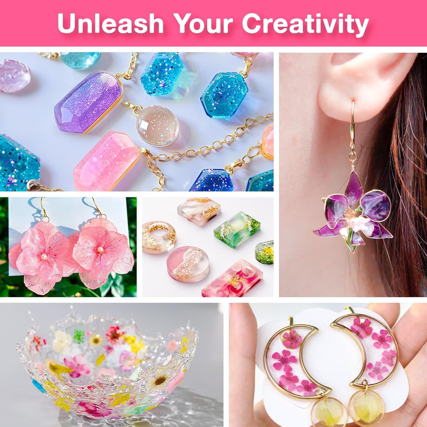 Thumbnail 5 de YIEHO UV Resin Set mit Lampe und Formen – Kristallklares Harz-Starterpaket für DIY-Schmuck