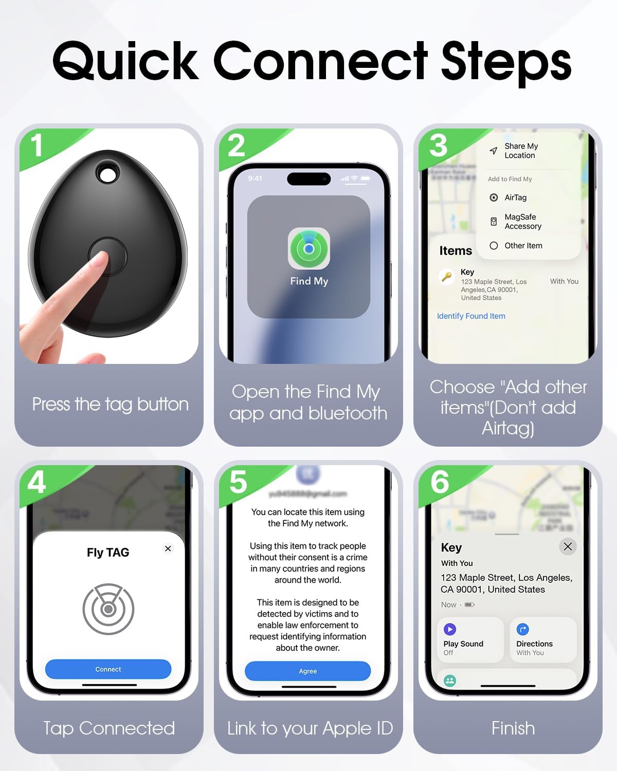 Detalle de Air Tracker Tags-4 Pack (iOS Only): Apple Find My Certified Luggage & Item Trackers