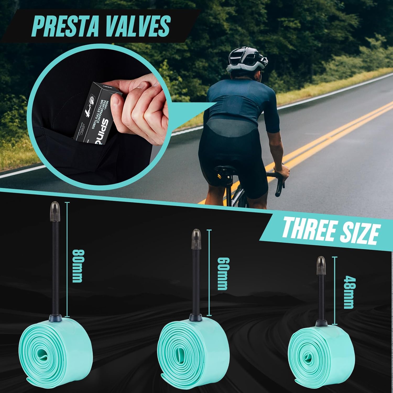 Thumbnail 2 de SPINGO Juego cámaras TPU para bicicleta 700C 2/4