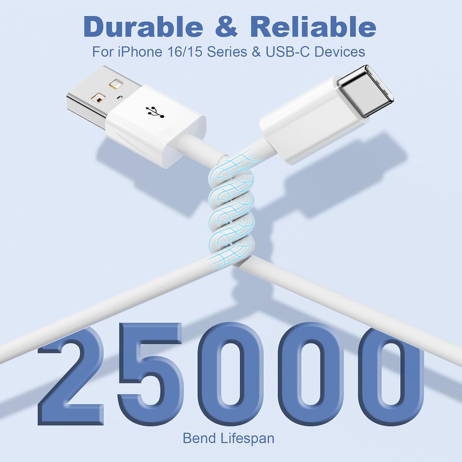 Detalle de UIIAVS CarPlay Cable for iPhone 17/16/15 Series — USB A to USB C, 3A Fast Charge & Data Sync