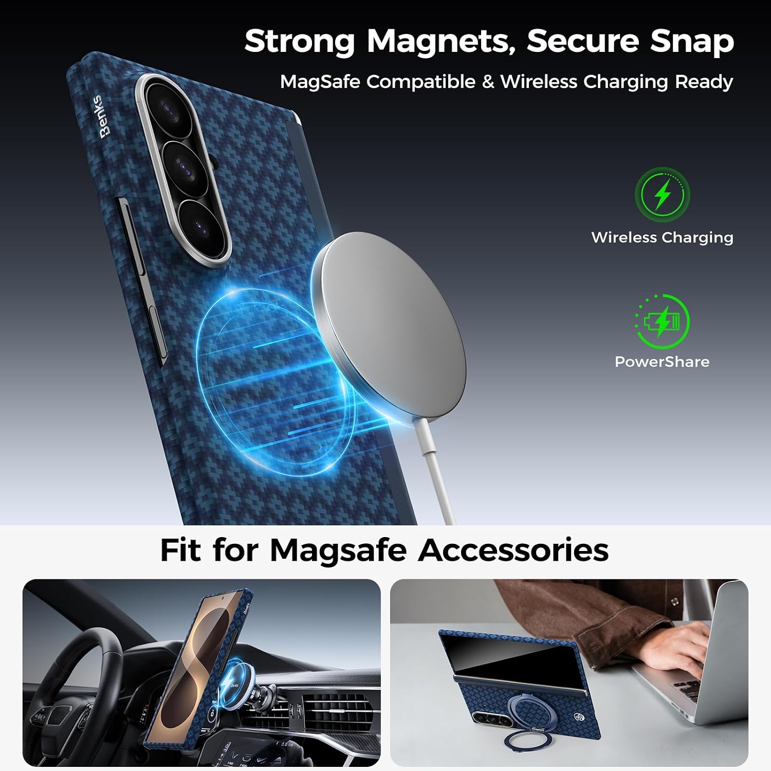 Detalle 2 de BENKS ArmorGrid Air Grand Combo Case for Galaxy Z Fold 8 Ultra, Kevlar, Hinge & Glass Protection