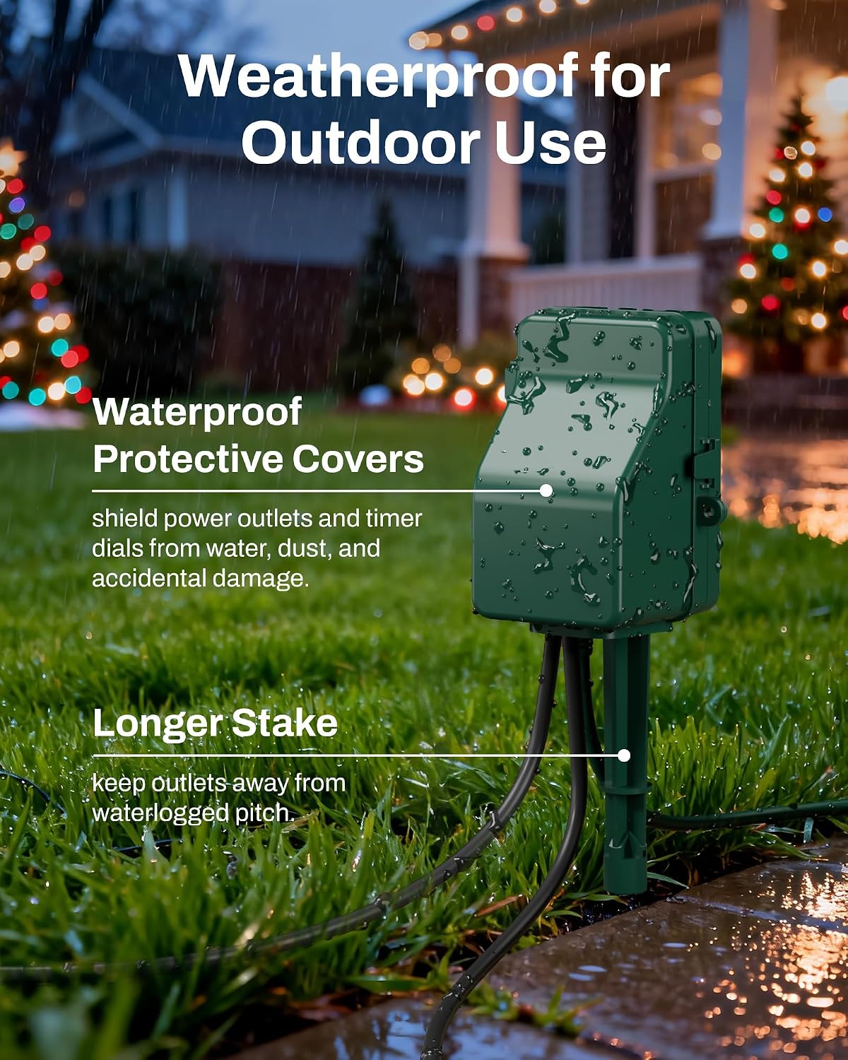 Detalle de BN-LINK BNC-U3 24-Hour Outdoor Timer with 6 Outlets and Garden Stake