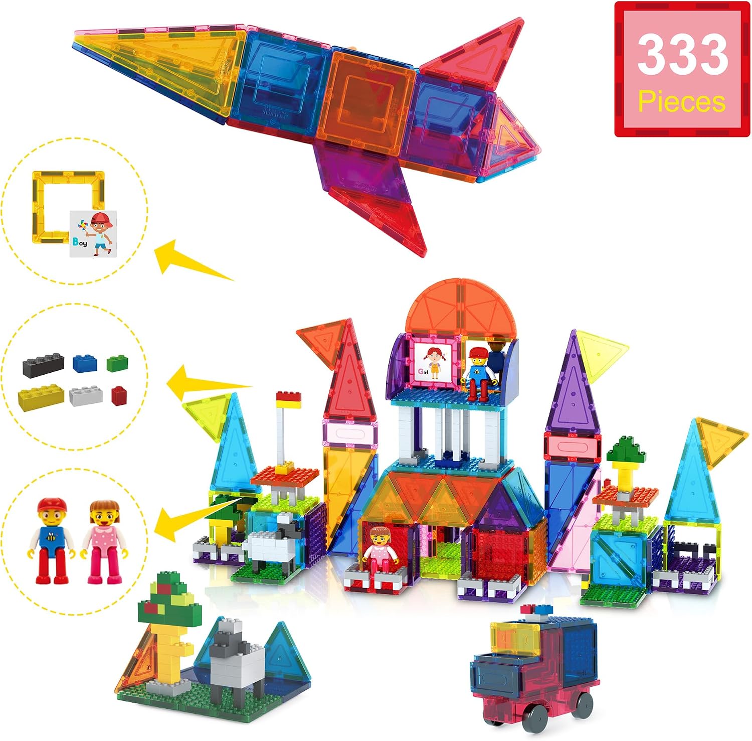 Thumbnail 3 de PicassoTiles PTL333 – zestaw 333 magnetycznych płytek i klocków 3D