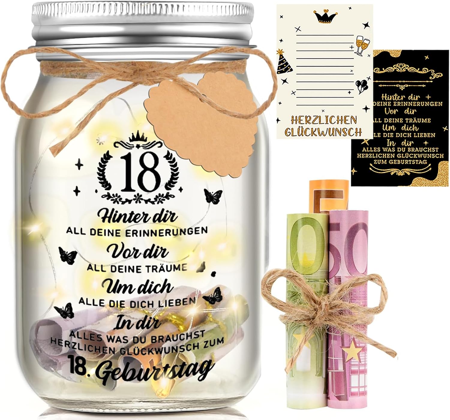 Detalle de Johiux LED Flaschenlicht 18 Geburtstag Geschenk 12,8x8