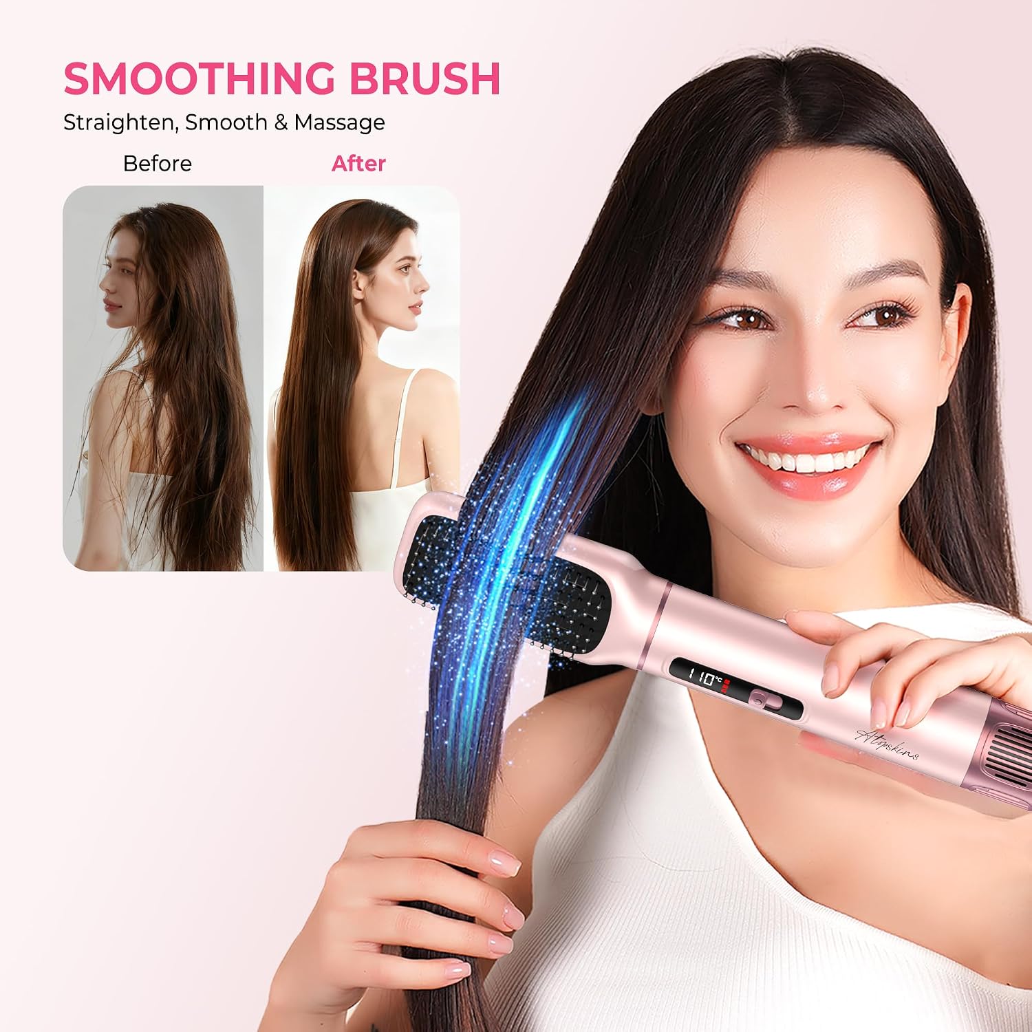 Detalle de 5 in 1 Hot Air Styler Brush (1000W) with LCD Display, Auto Rotating Curler & Snap-On Attachments
