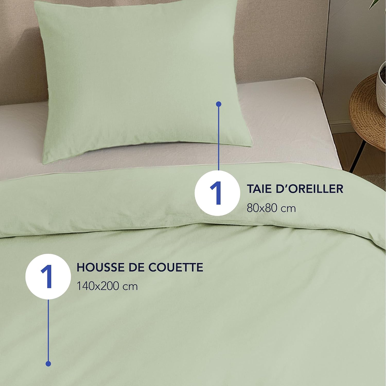 Detalle 2 de Parure satin coton Dreamzie 140x200