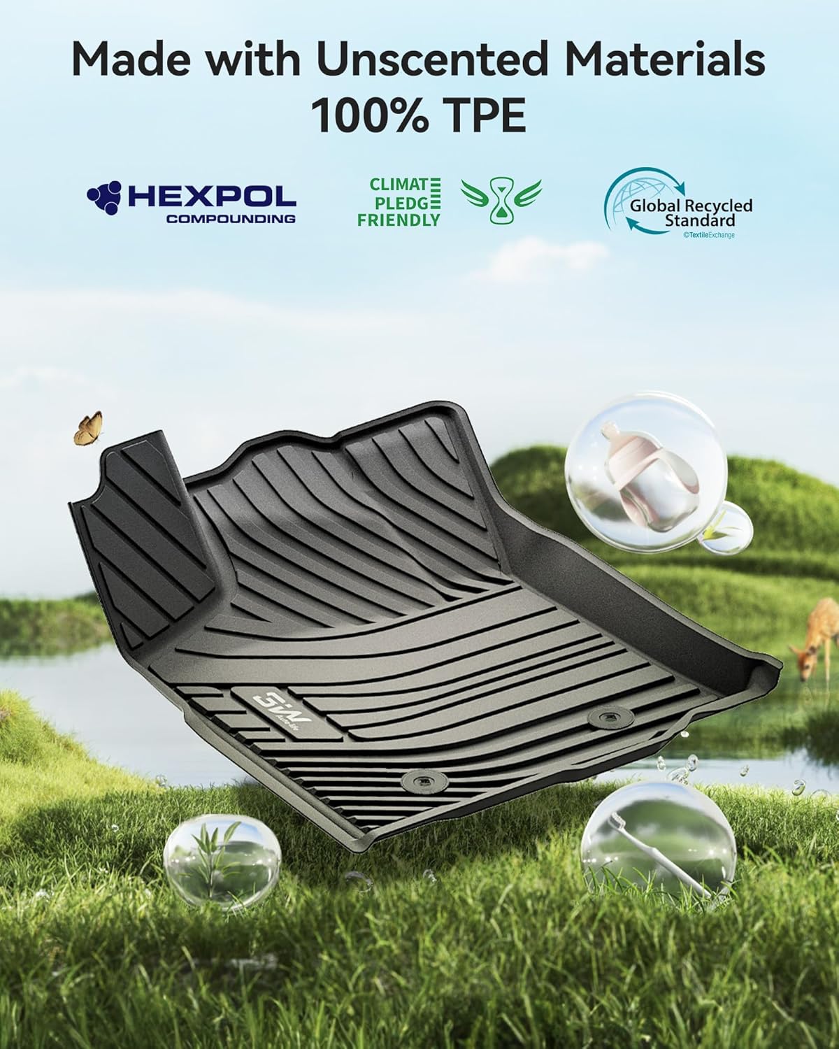 Thumbnail 6 de 3W Floor Mats Toyota Tacoma 2016-2023, TPE Fit