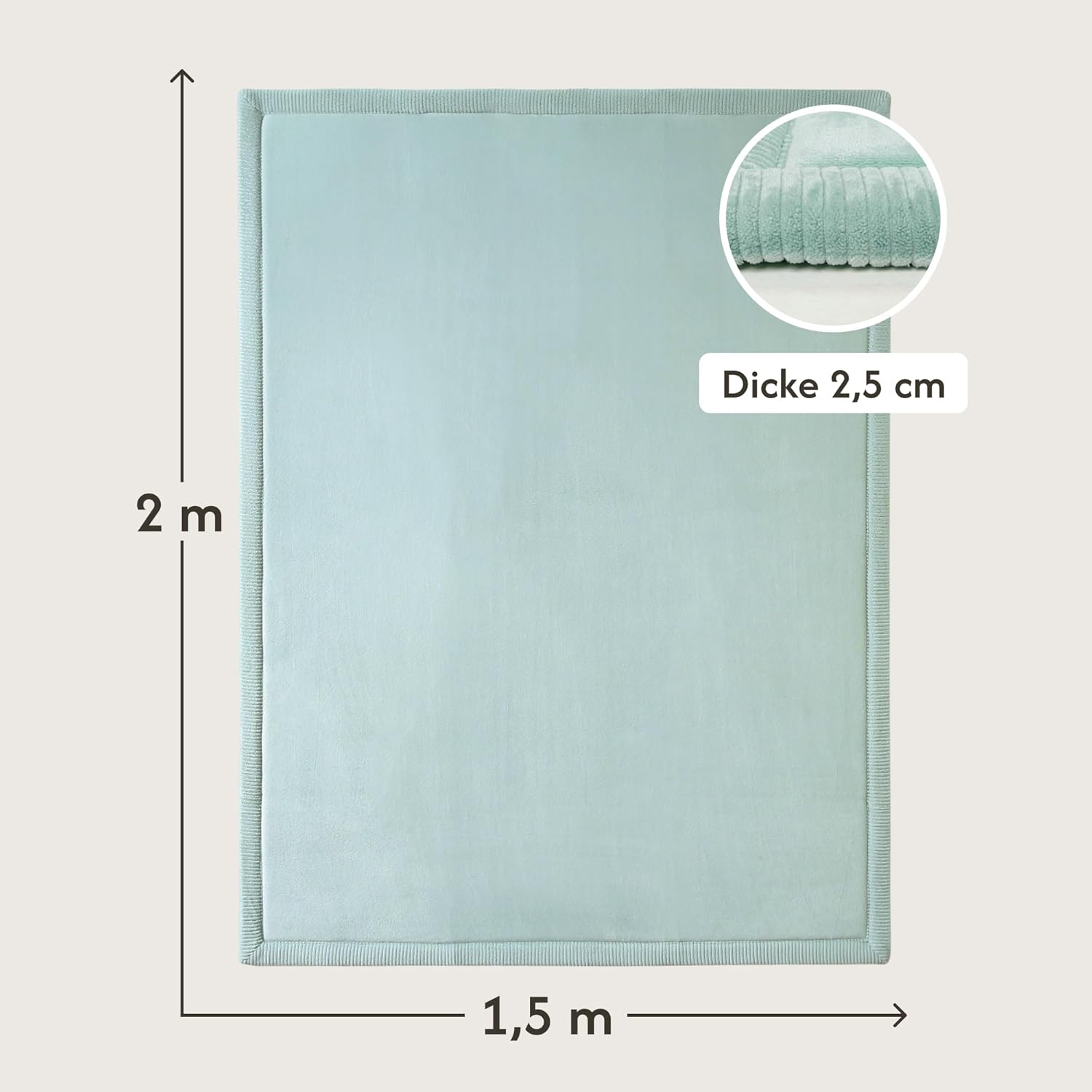 Thumbnail 2 de Wolkenweiche Spielmatte Baby 200x150x2,5 cm grün – Memory-Schaum, rutschfeste Unterseite
