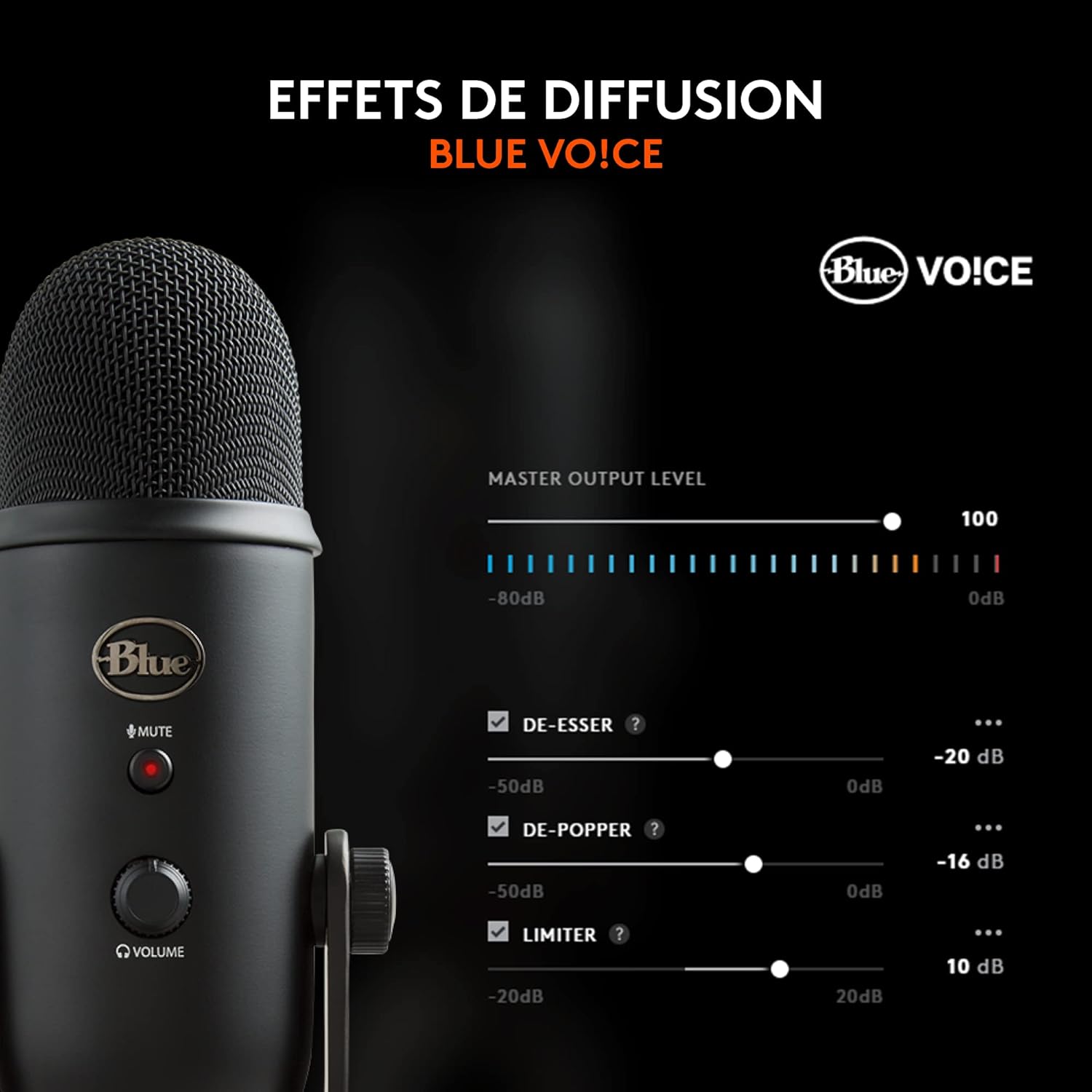 Detalle de Logitech for Creators Blue Yeti — micro USB pour enregistrement, streaming et podcast sur PC & Mac (noir)