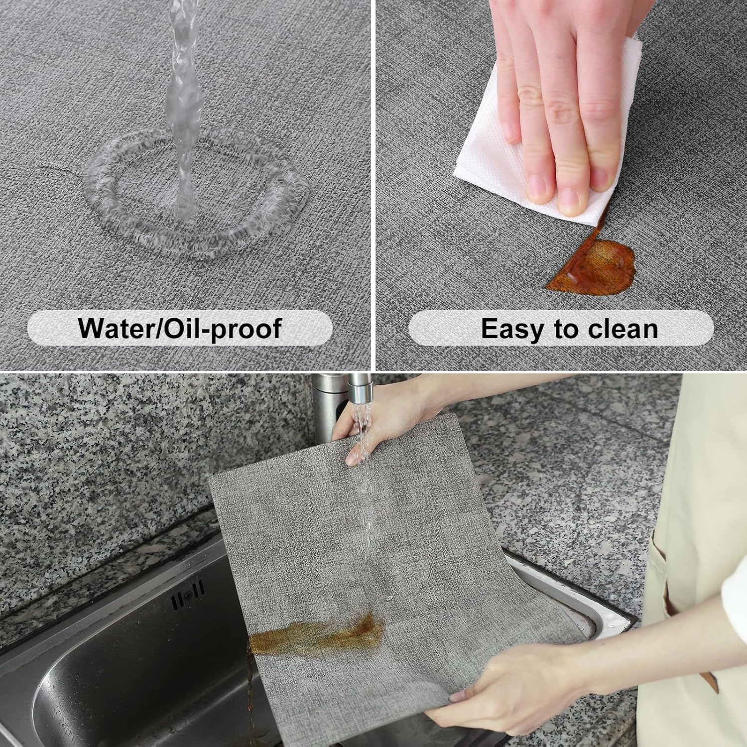 Detalle de Homaxy Faux Leather Heat Resistant Placemats — 8-Piece Set, 17 x 11.8 inches, Light Grey