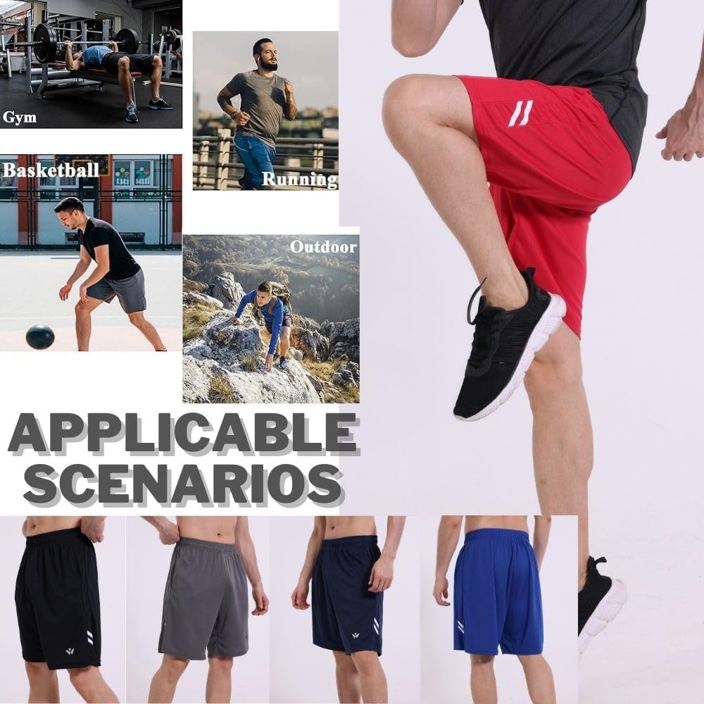 Thumbnail 3 de fovdtaa 5 Pack Mens Sports Shorts: Lightweight, Quick-Dry Training Shorts with Pockets