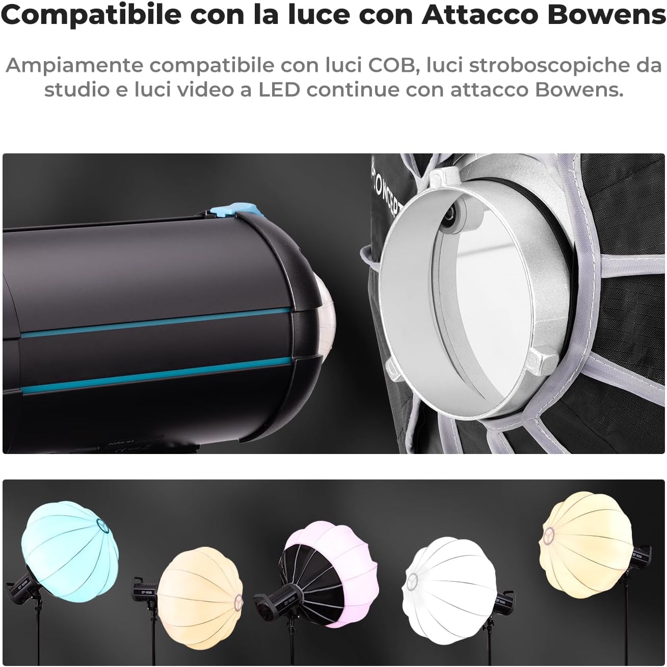 Thumbnail 4 de K&F CONCEPT Lantern Softbox 65 cm/26'' con attacco Bowens – rilasciamento rapido e luce diffusa a 360°
