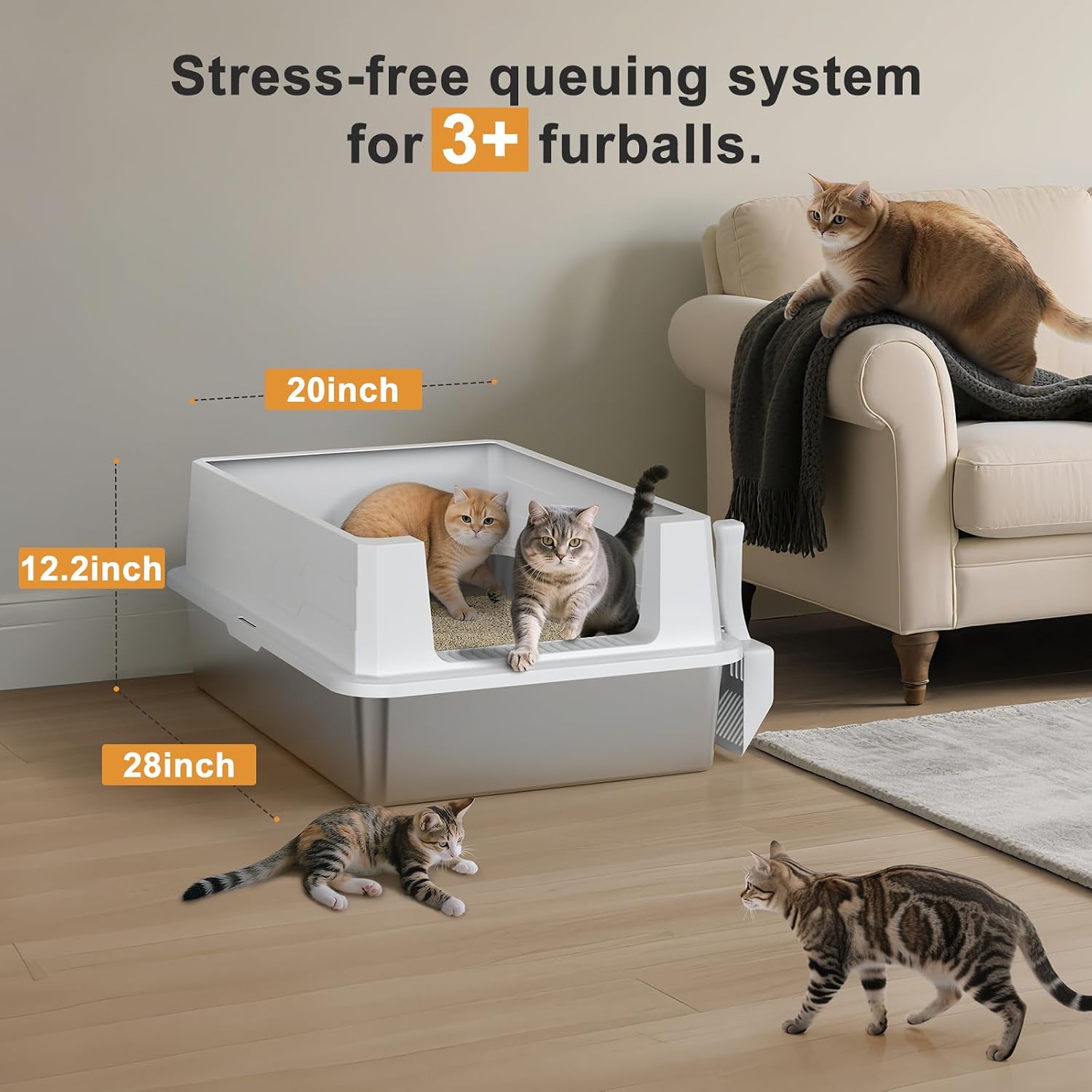 Detalle 2 de MIXJOY XXXL Stainless Steel Cat Litter Tray 71cm High 🐱