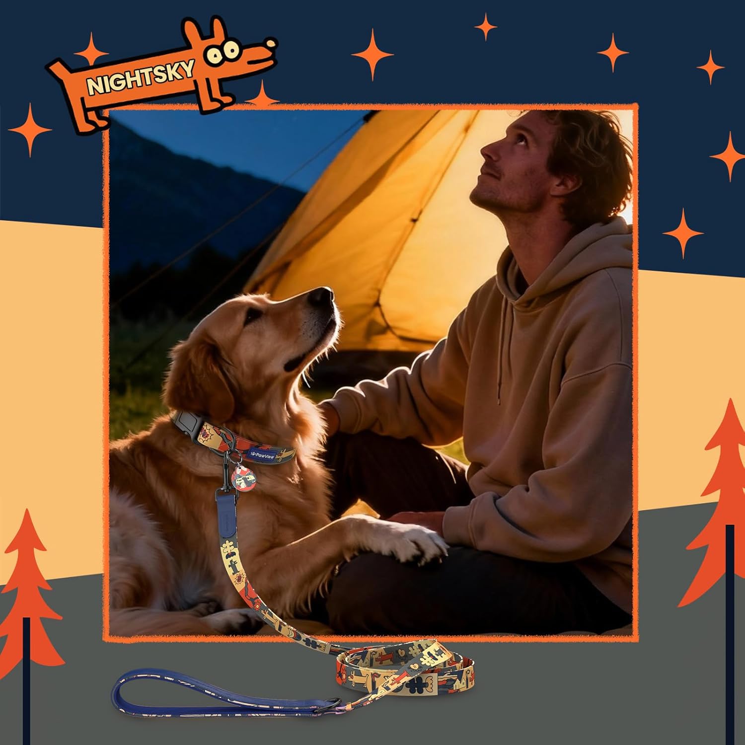 Thumbnail 1 de PawView Dog Collar and Leash Set with QR Code Tag (Adjustable Polyester Collar and Padded Neoprene Lead)