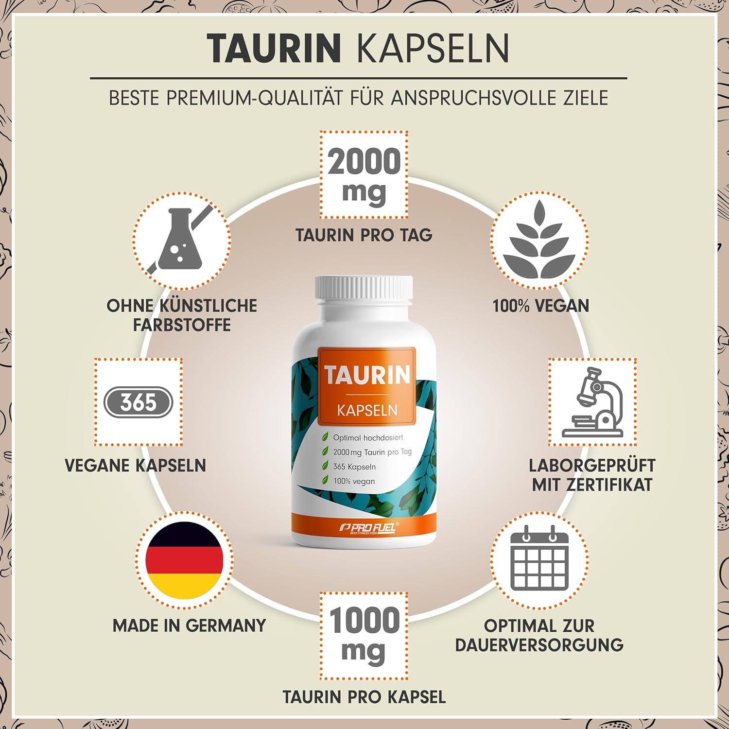 Detalle 2 de TAURIN Kapseln 365x hochdosiert 2000 mg