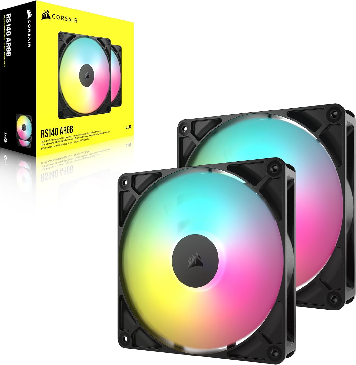 Thumbnail 6 de CORSAIR RS140 ARGB 140mm Ventilateurs PWM – Pack double noir, Daisy-Chain, 4 broches