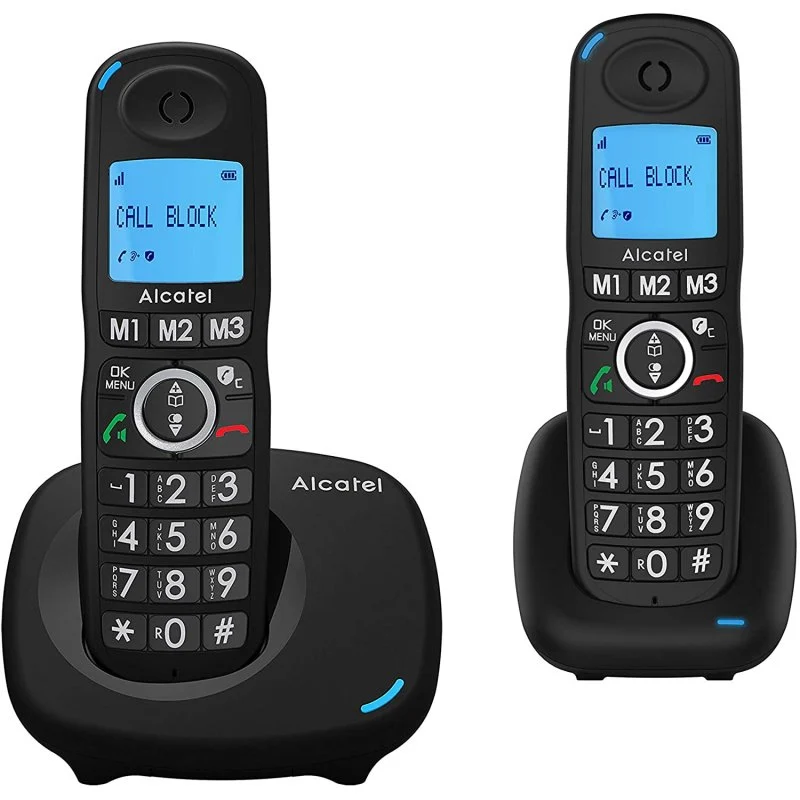 Detalle de Alcatel XL535 Duo Pack (2) teléfonos inalámbricos DECT negros con bloqueo de llamadas