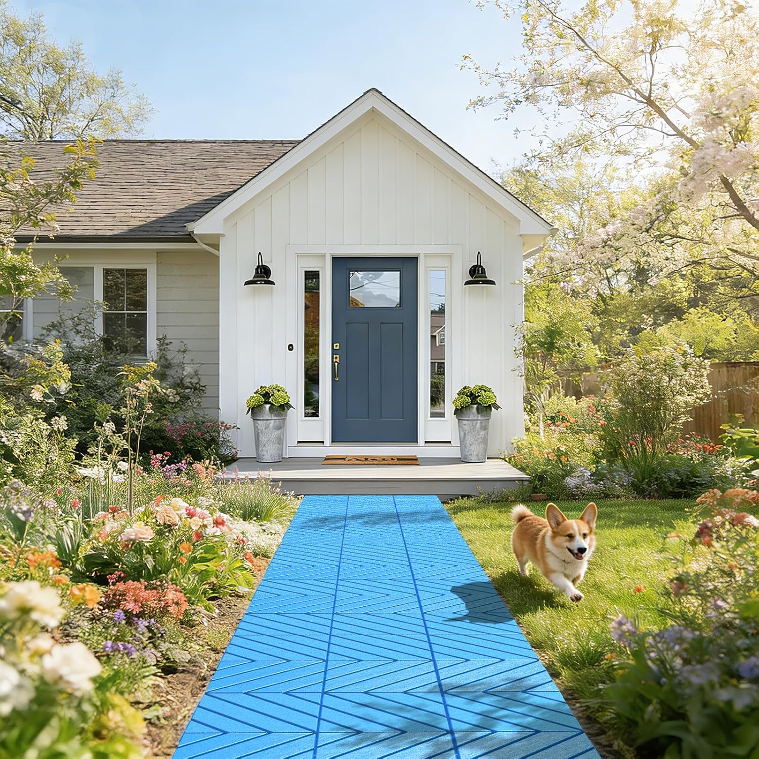 Detalle de SUNALLY CA-SN-9PDTXW-BL Interlocking Deck Tiles, 9-Pack, Blue, 12 × 12 in