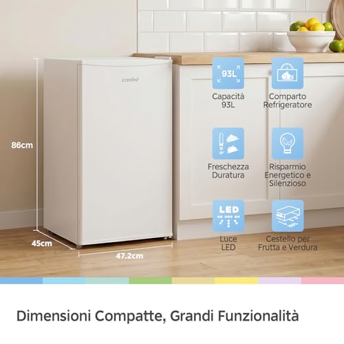 Detalle de COMFEE' RCD93WH2EU(E) Frigorifero monoporta 93 L bianco: compatto, silenzioso e versatile