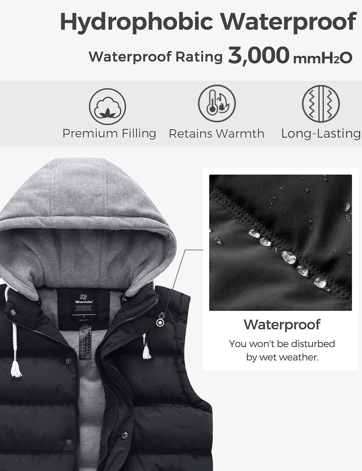 Thumbnail 4 de Wantdo WT3520 Women's Quilted Puffer Vest with Removable Hood