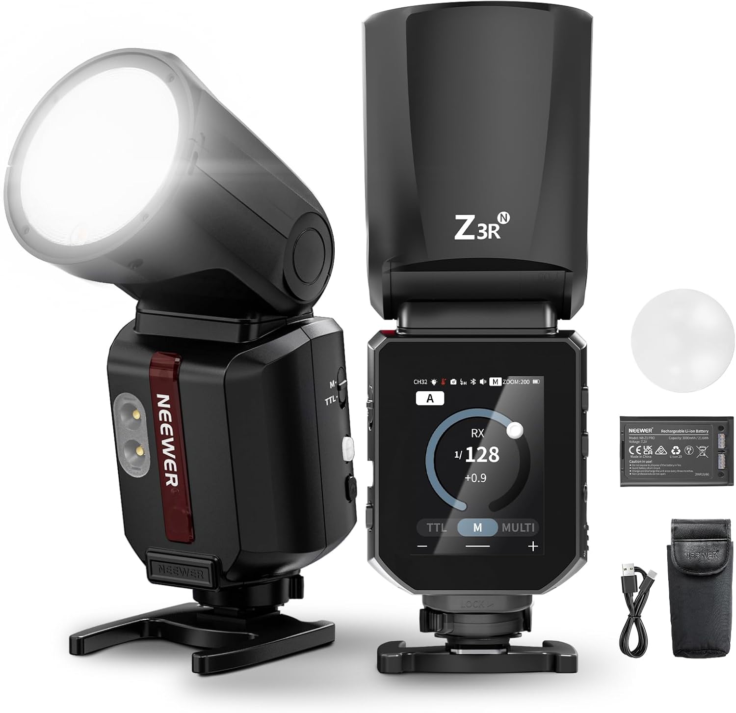 Detalle de NEEWER 100Ws TTL Blitz Rundkopf für Nikon – 2,4G Funk, Touchscreen, 3000mAh, HSS 1/8000s