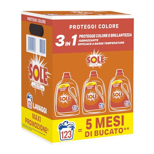 Detalle de Sole Detersivo Lavatrice Proteggi Colore 123 Lavaggi – Lavatrice liquido con olio di argan e formula igienizzante