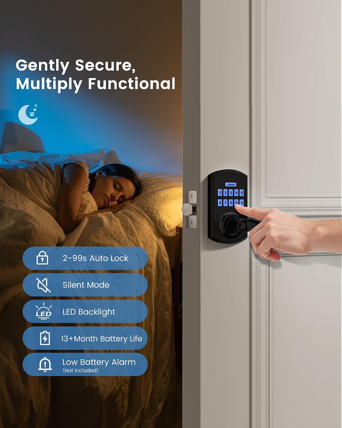 Thumbnail 5 de HIDALIFE HL-300L Keypad Door Lock, 2-Pack with Handle and Anti-Peep Codes