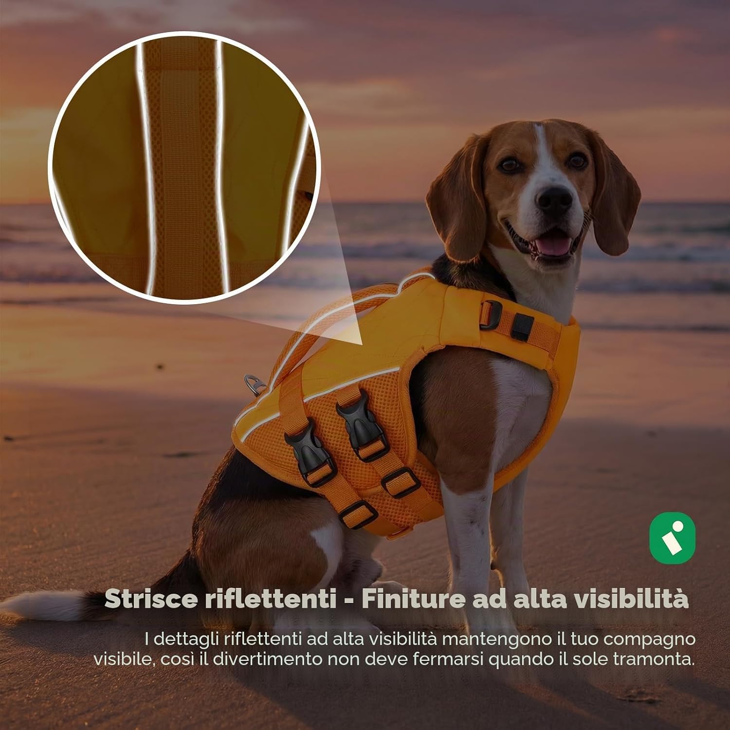Detalle de KONVINIT Giubbotto di Salvataggio per Cani in Jell Orange: Sicurezza e Comfort in Acqua per Taglia L
