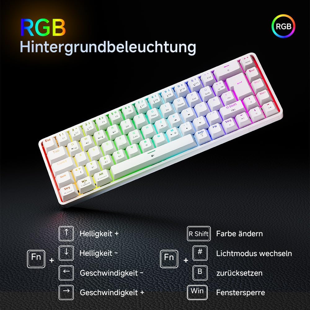 Thumbnail 4 de TMKB Technology T68 Gaming Tastatur (68 Tasten, kabellos) mit Bluetooth/2,4G und QWERTZ