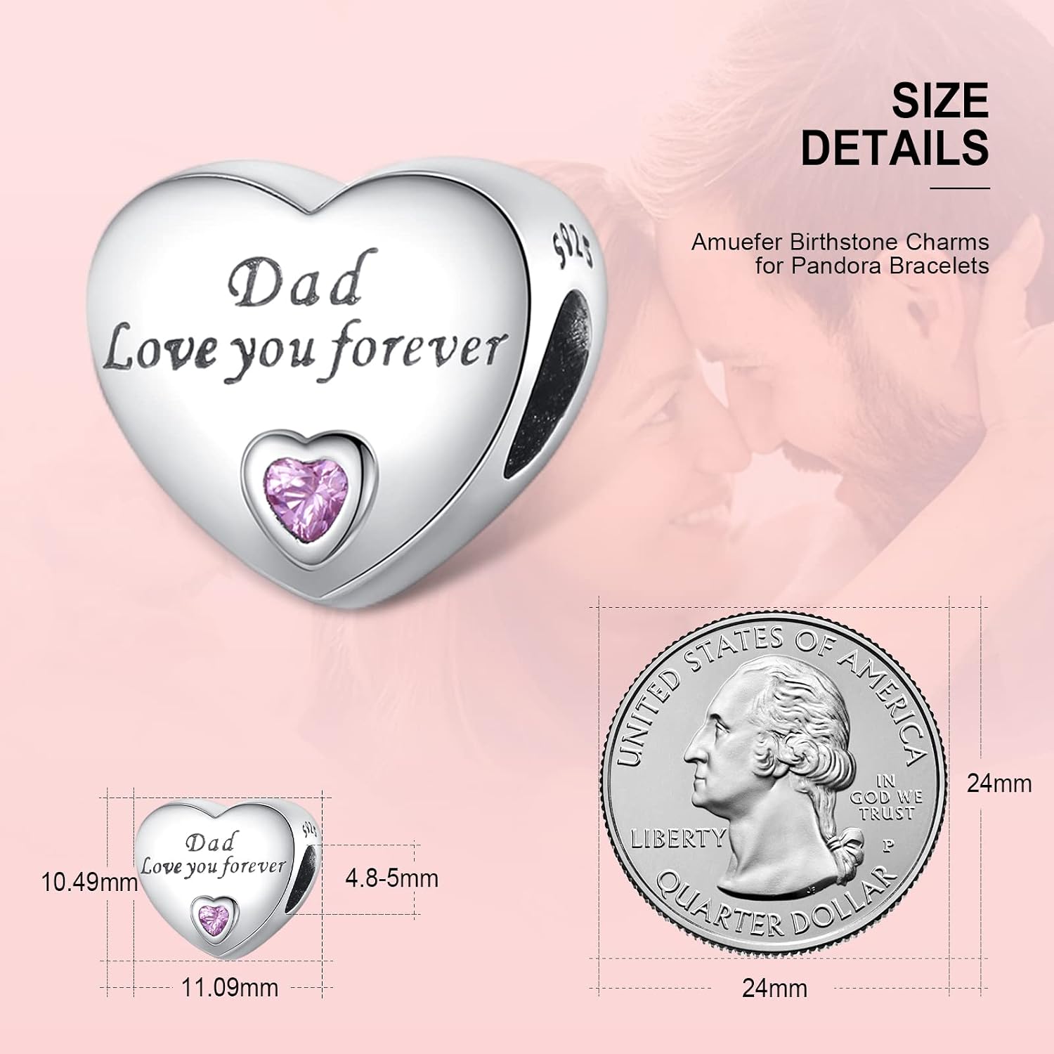 Detalle 2 de Amuefer Sterling Silber Family Charms – Anhänger aus 925er Silber für Armband und Kette