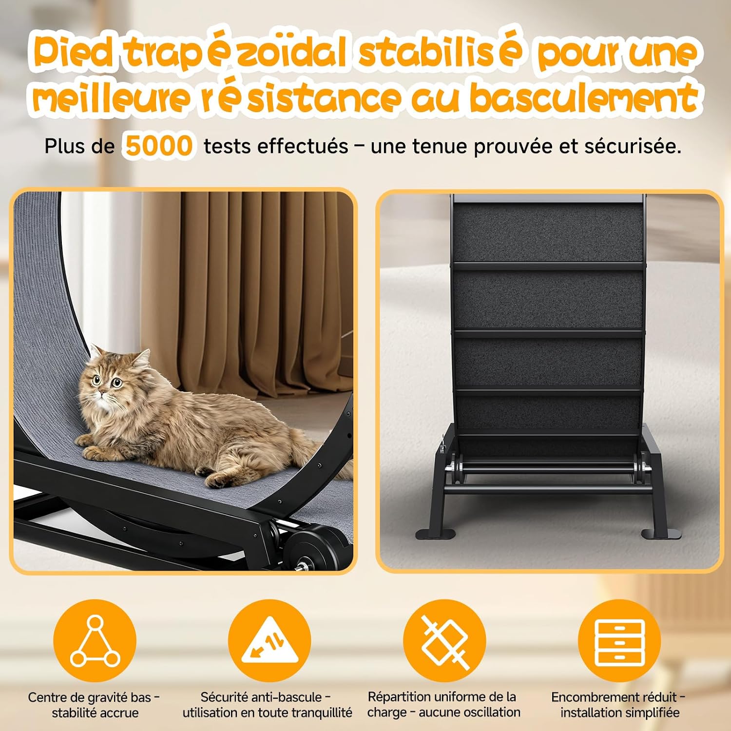 Detalle de GTPLAYER Roue pour Chat XL 100 cm – Roue d'exercice silencieuse avec tapis amovible