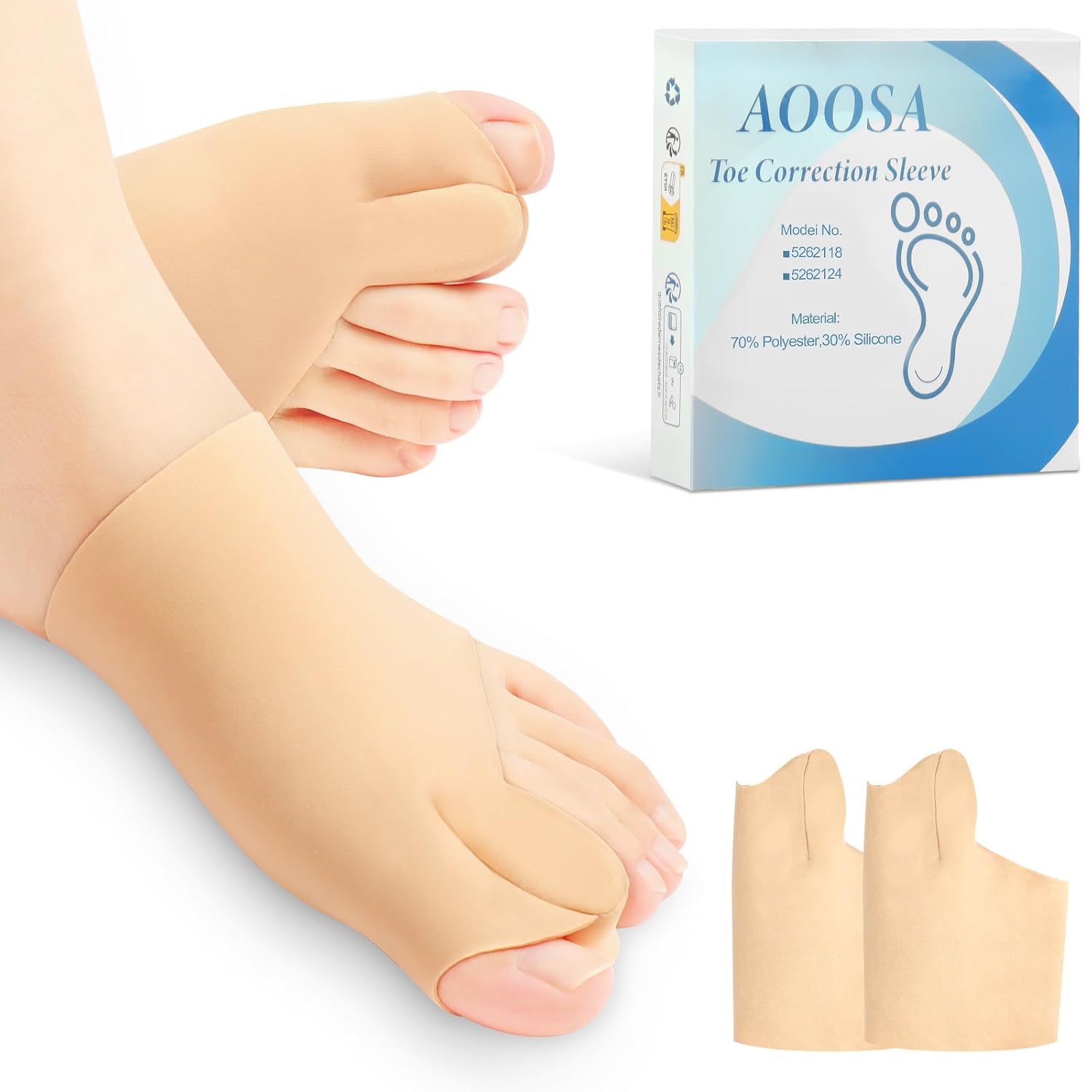 Thumbnail 6 de AOOSA Hallux-valgussokken met siliconen pads, herbruikbaar en huidkleurig