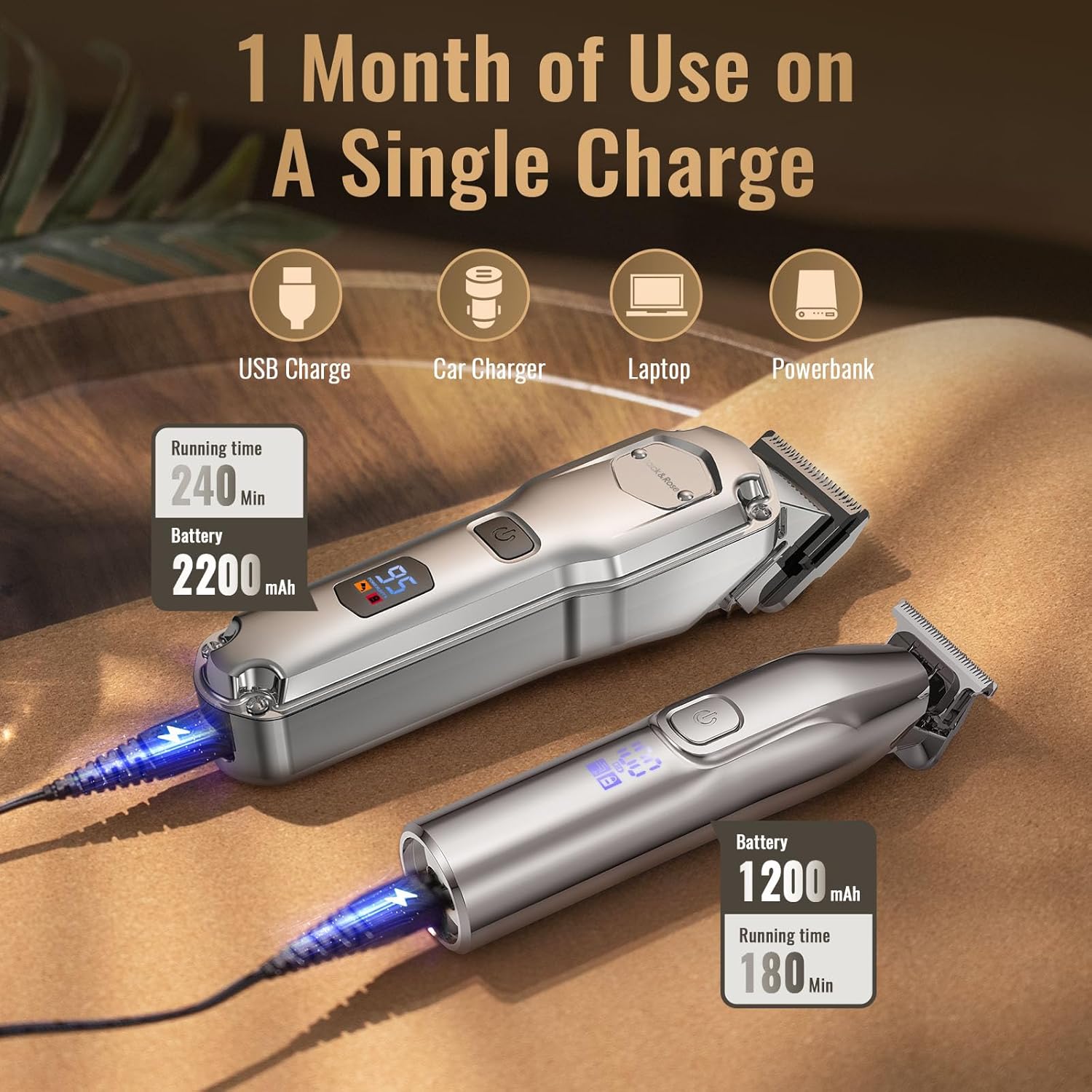 Thumbnail 5 de Jack&Rose Hair Clippers and Trimmers Set USB Rechargeable 💈